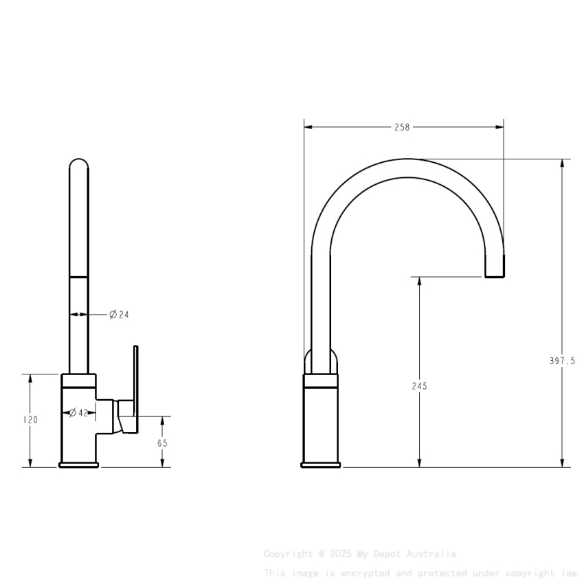 Sora SS Sink Mixer Gun Metal