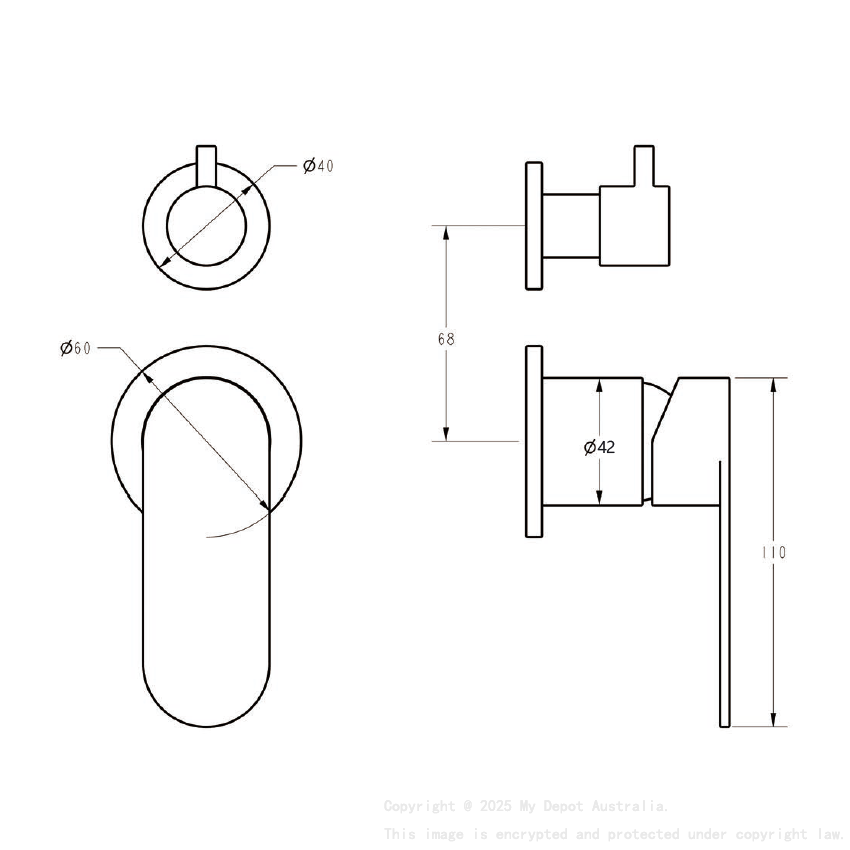 Sora SS Wall Diverter Mixer Trim Kits Chrome
