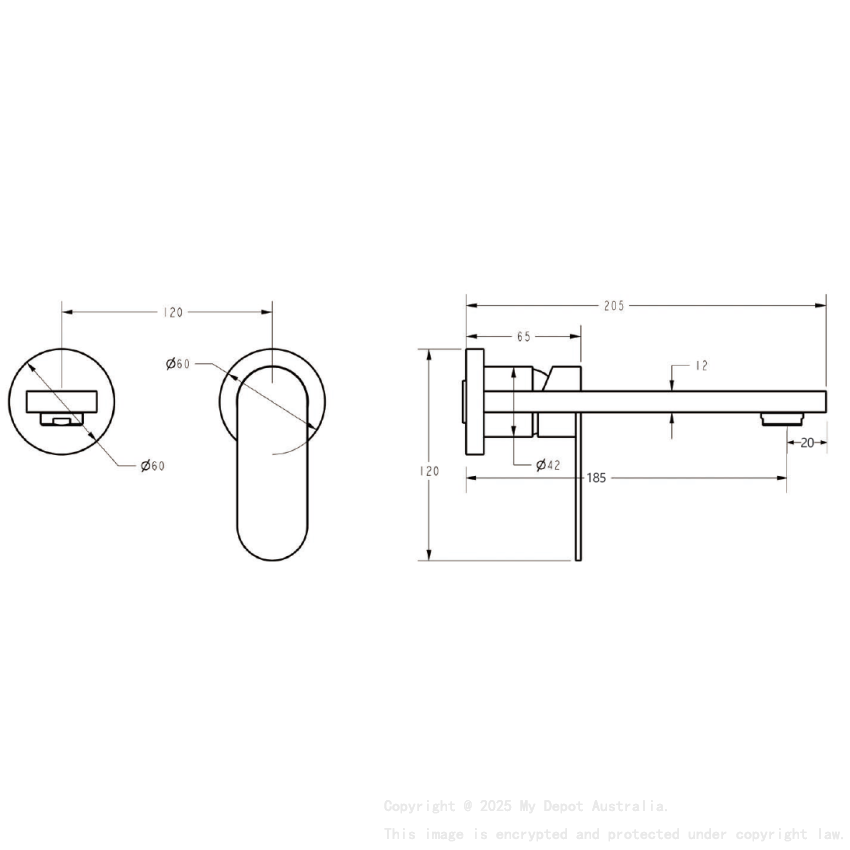 Sora SS Wall Basin Mixer Trim Kits With Separate Back Plate Brushed Gold