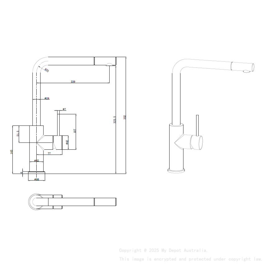 Otus Slimline SS Pull-Out Sink Mixer Brushed Stainless Steel