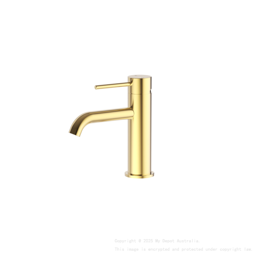 Otus Slimline SS Basin Mixer Curved Spout in Brushed Gold