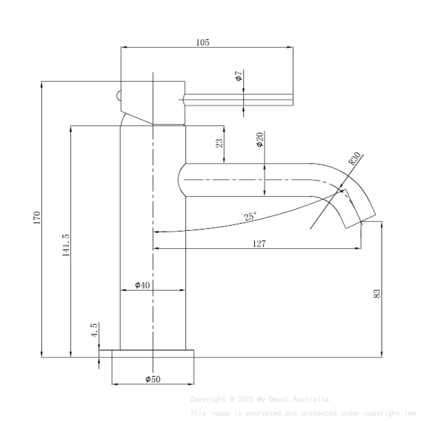 Otus Slimline SS Basin Mixer Brushed Stainless Steel