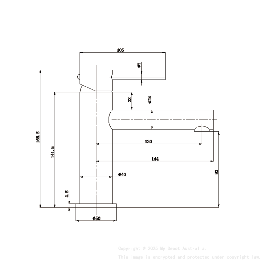 Otus Slimline SS Basin Mixer Brushed Stainless Steel