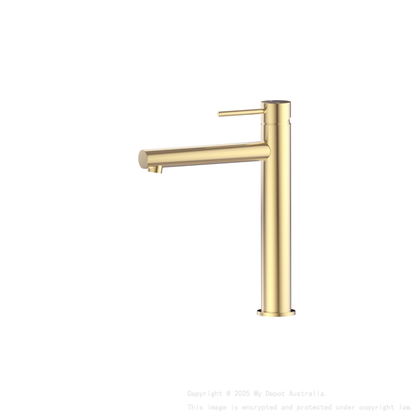 Otus Slimline SS Highrise Basin Mixer in Brushed Gold