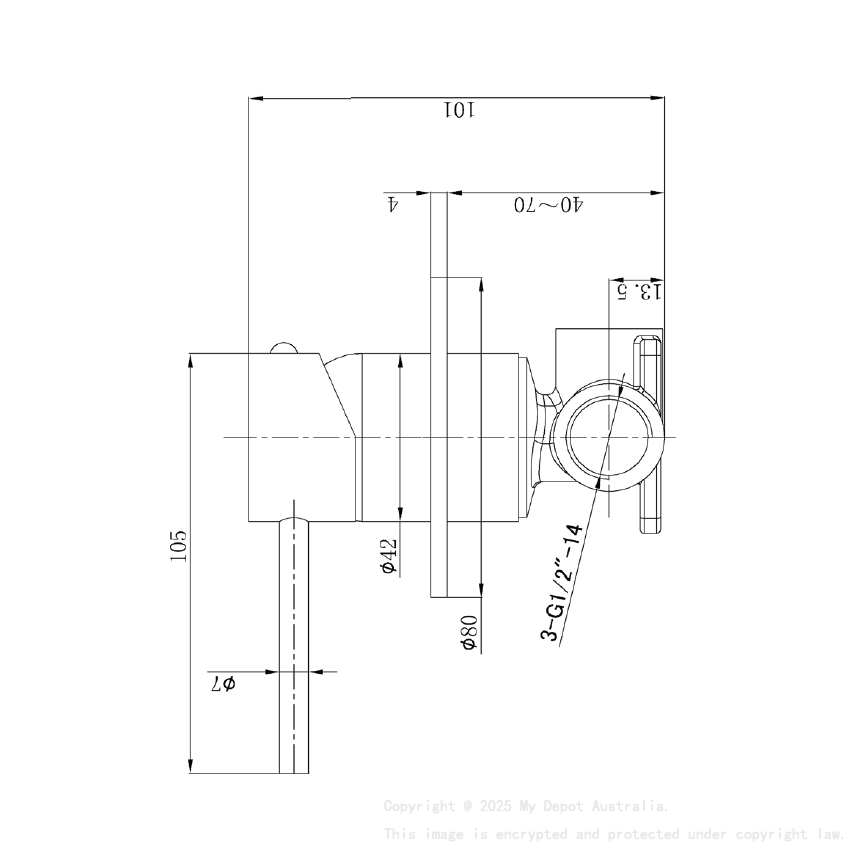 Otus Slimline SS Wall Mixer Rough-in Body Material: Brass