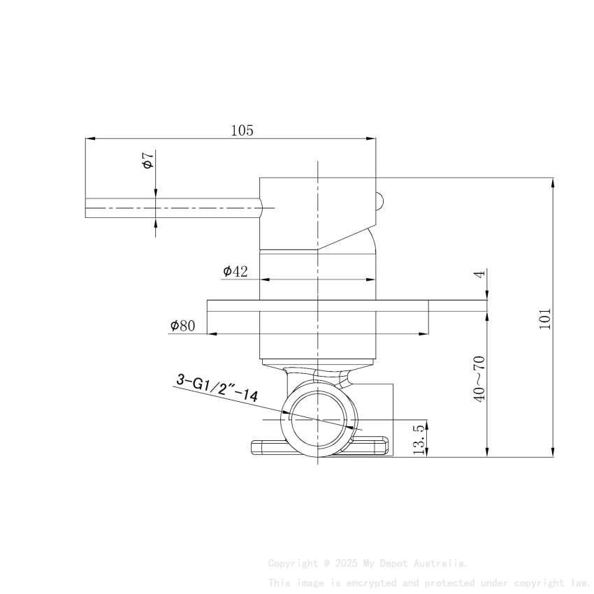 Otus Slimline Wall Basin Mixer Trim Kit Lever Up Chrome