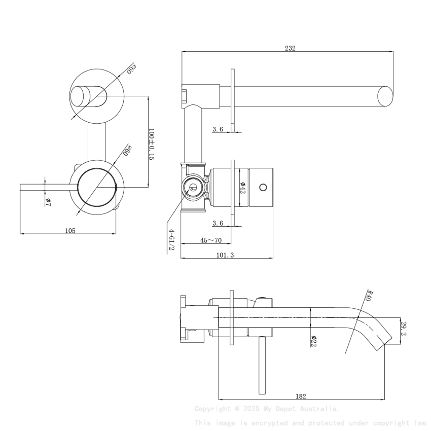 Otus Slimline SS Wall Basin Mixer Separate Back Plate Trim Kits in Chrome