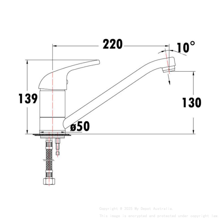 Ruby Slim Rectangle Handle Sink Mixer Chrome