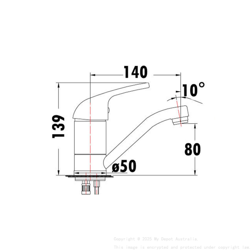 Ruby Slim Rectangle Handle Basin Mixer Chrome