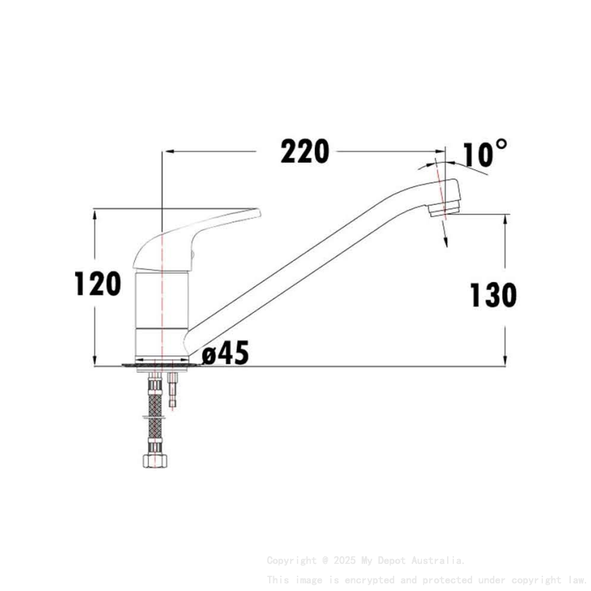 Ruby Slim Rectangle Handle Sink Mixer Chrome
