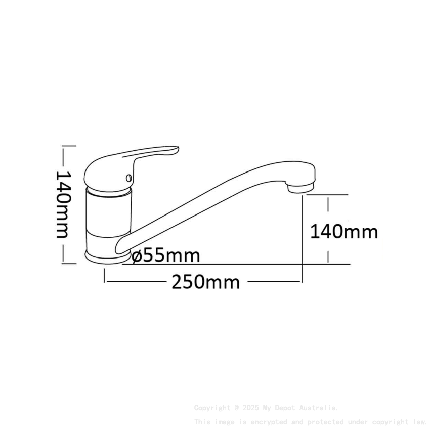 Ruby Slim Rectangle Handle Sink Mixer Chrome