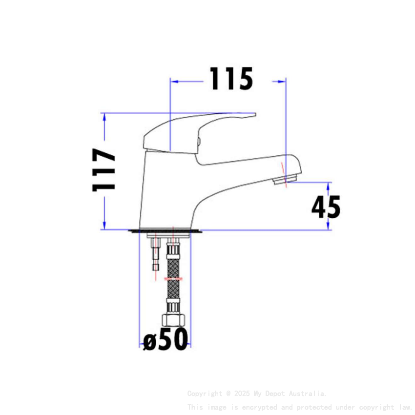 Ruby Slim Rectangle Handle Basin Mixer Chrome