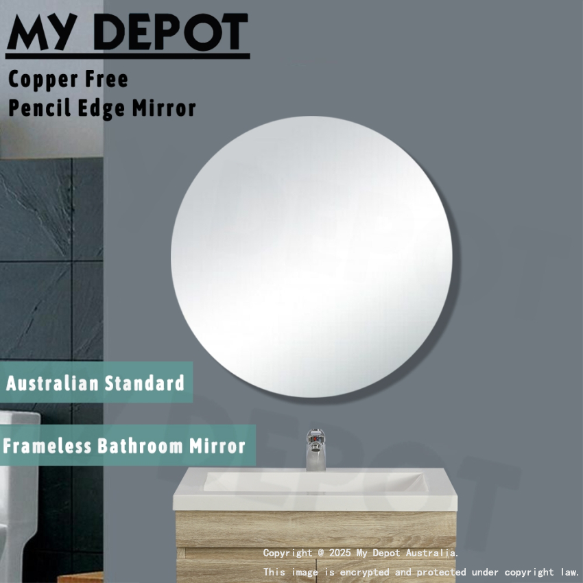 500mm Pencil Edge Round Bathroom Plain Mirror