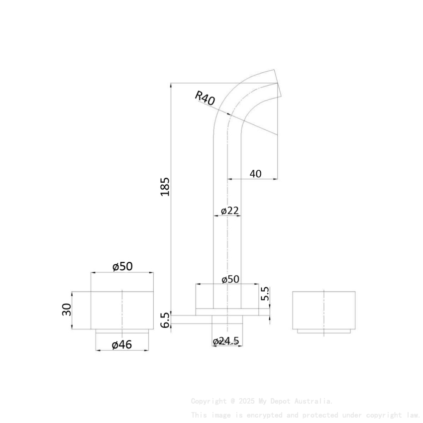 Tana 1/4 turn C/D Bath Set Brushed Nickel