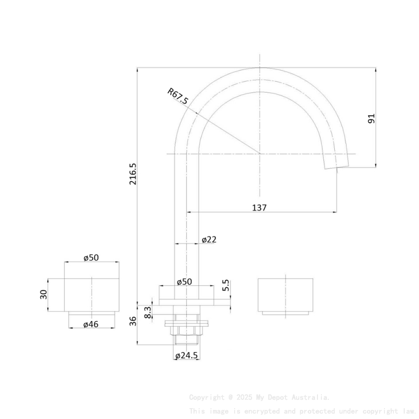 Tana 1/4 turn C/D Basin Set Brushed Nickel