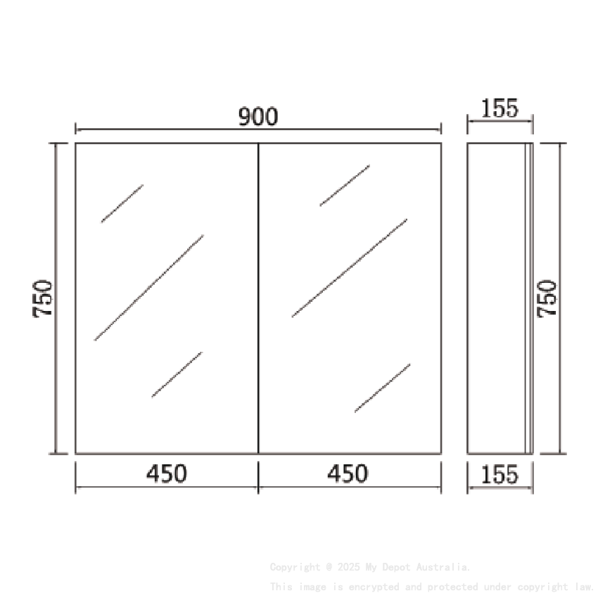 900*155*750mm Alpha PVC Shaving Cabinets