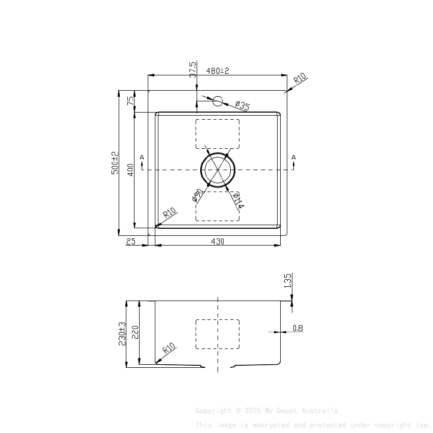 Eden above/undermount laundry sink,35L 