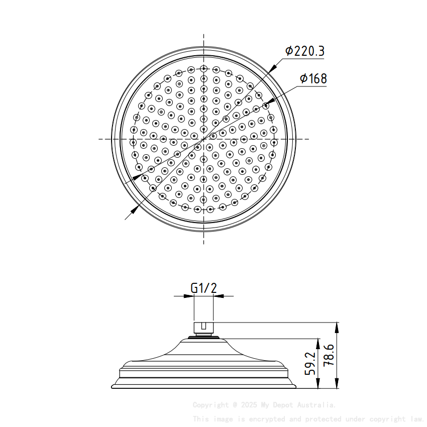 Clasico Shower Head Chrome