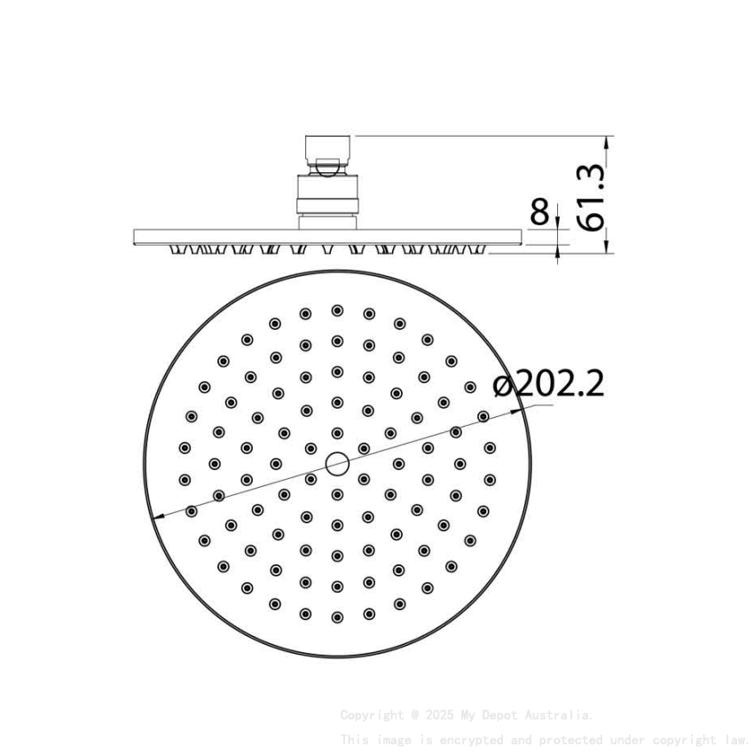 Cora Overhead Shower 200mm Gunmetal