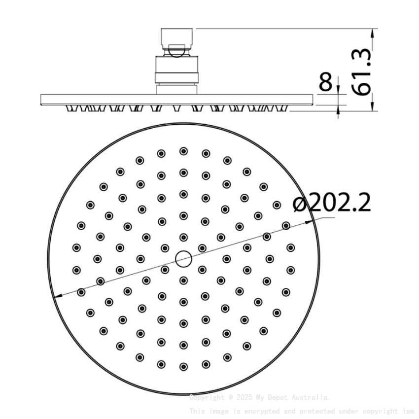 Cora Overhead Shower 200mm Chrome