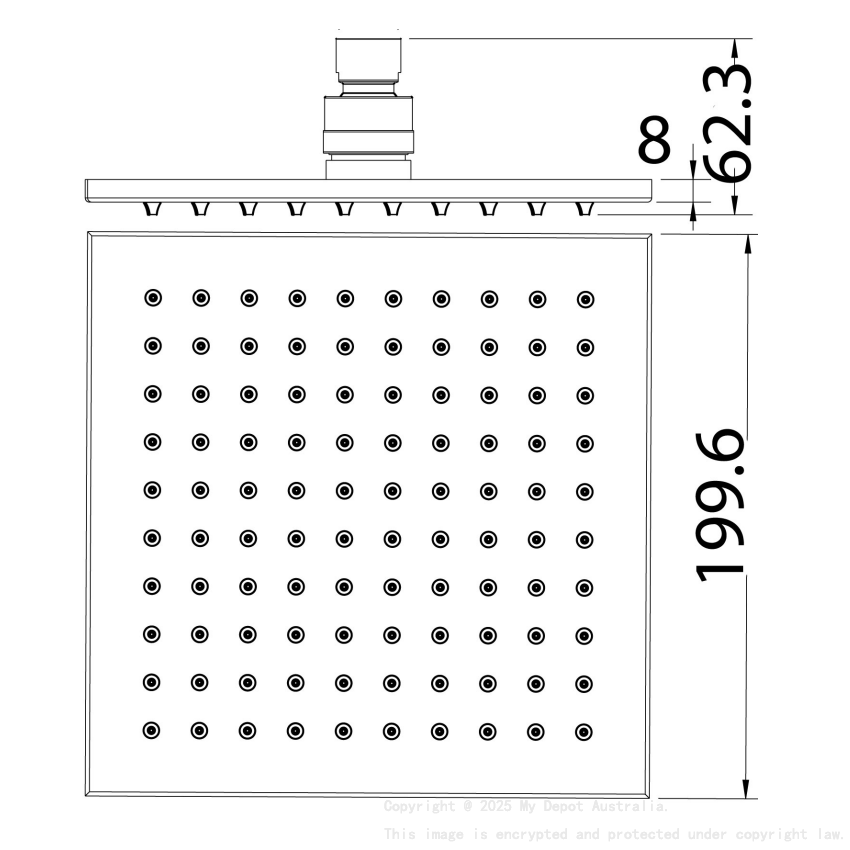 Eden Square Overhead Shower 200mm Chrome