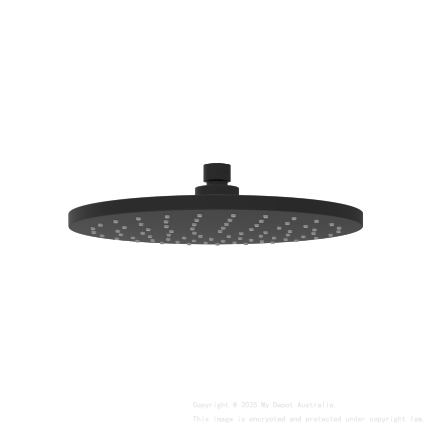 Otus Round Plastic Shower Head 200mm Matte Black