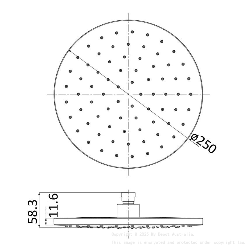Otus Round Overhead Shower Matt Black