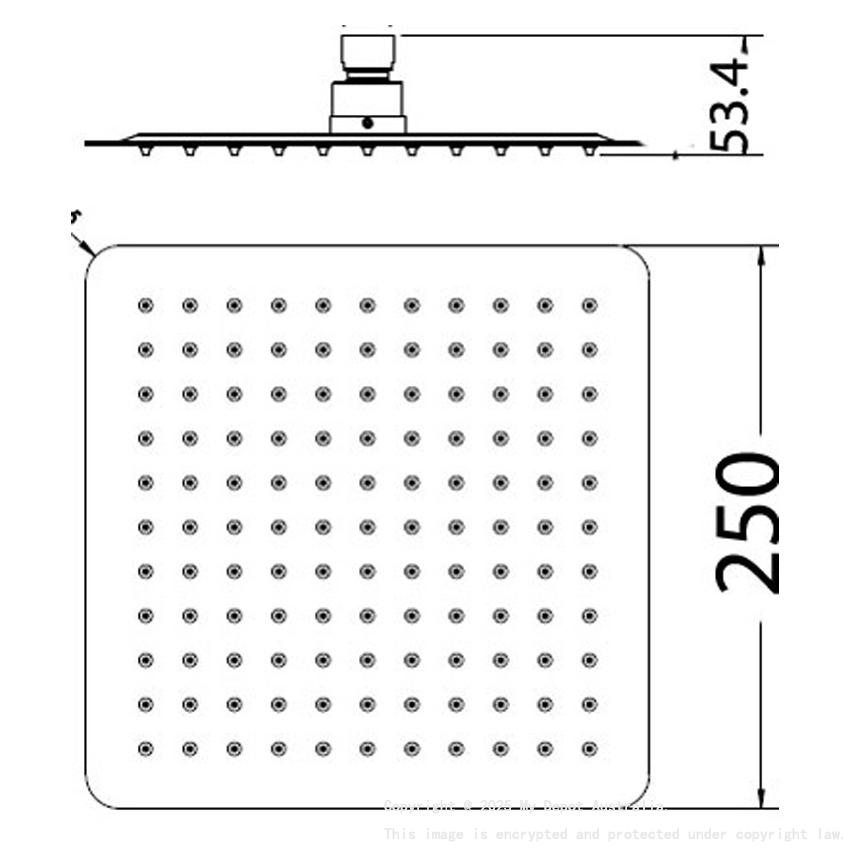 Nova Square Overhead Shower 250mm,Matt Black