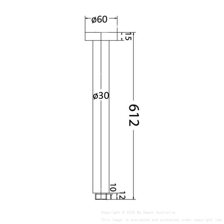 Round Vertical Shower Arm Chrome