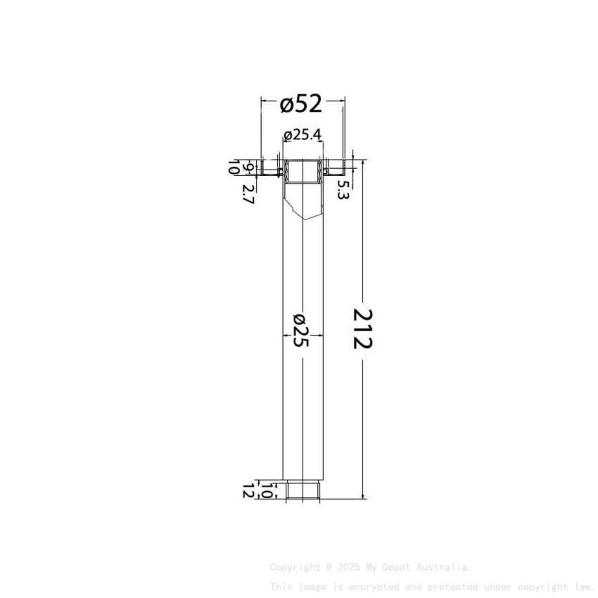 Round Vertical Shower Arm Chrome