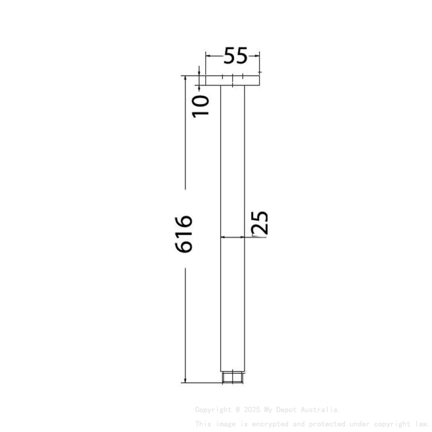Square Vertical Shower Arm Chrome