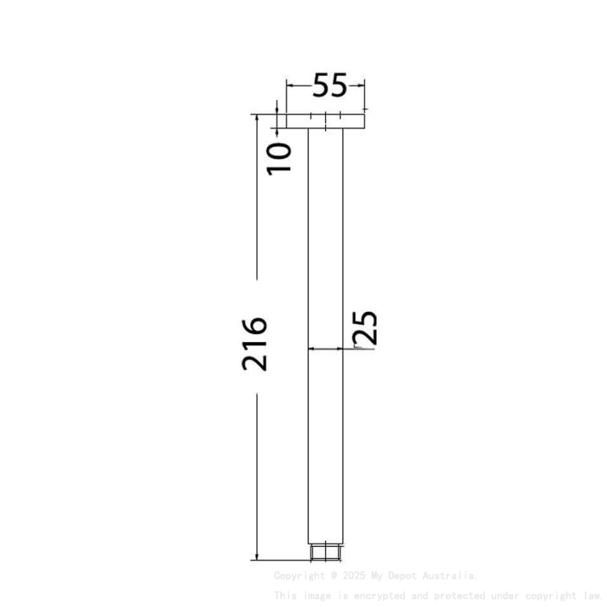 Square Vertical Shower Arm Chrome
