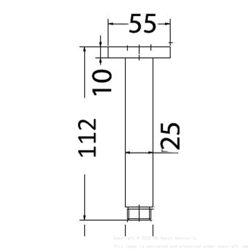 Square Vertical Shower Arm Chrome