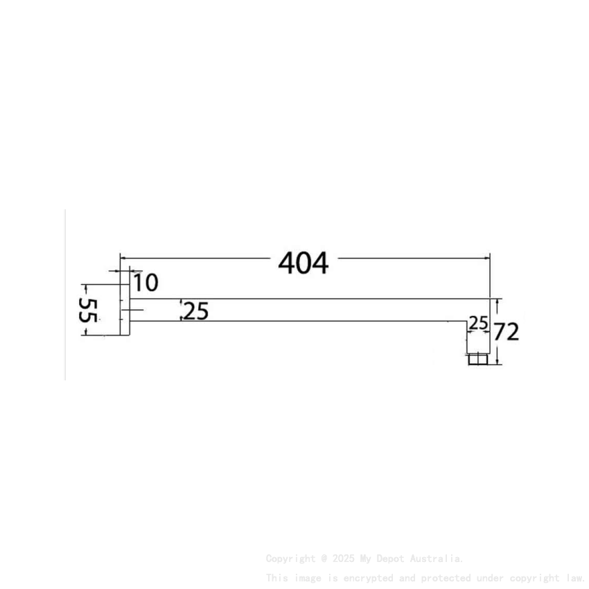 Square Horizontal Shower Arm Chrome