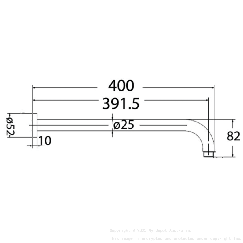 Round Horizontal Shower Arm Matt Black