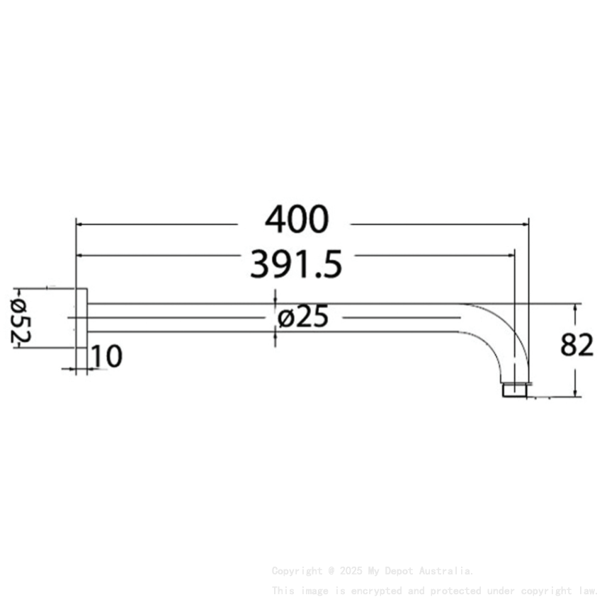 Round Horizontal Shower Arm Brushed Nickel