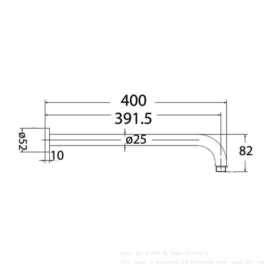 Round Horizontal Shower Arm Gunmetal