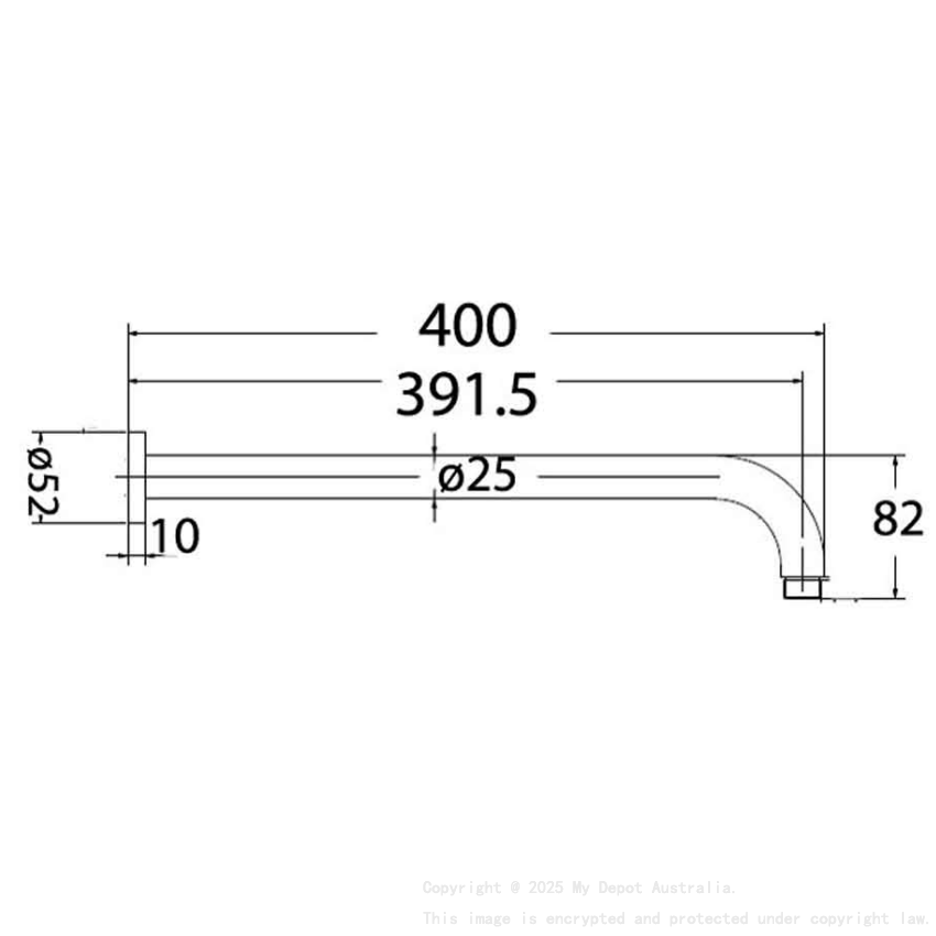 Round Horizontal Shower Arm Chrome