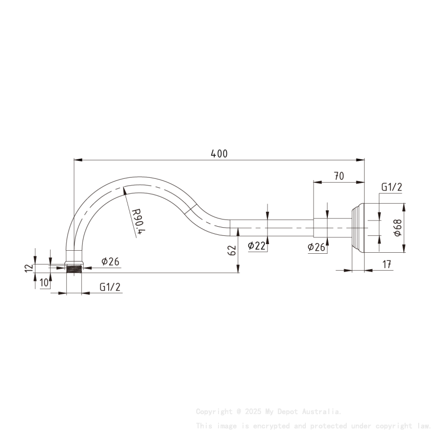 Clasico Shower Arm in Matt Black