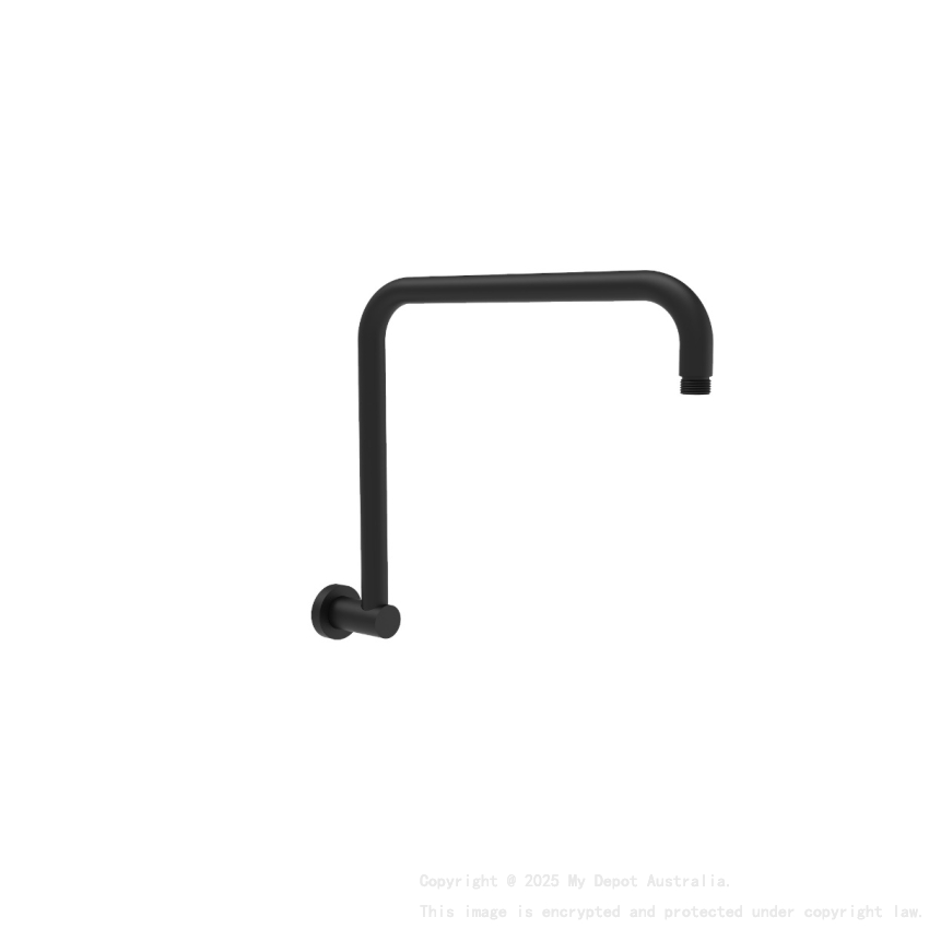 Round Rectangle Curved Shower Arm Matt Black