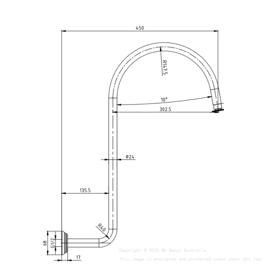 Clasico High-rise Shower Arm Chrome