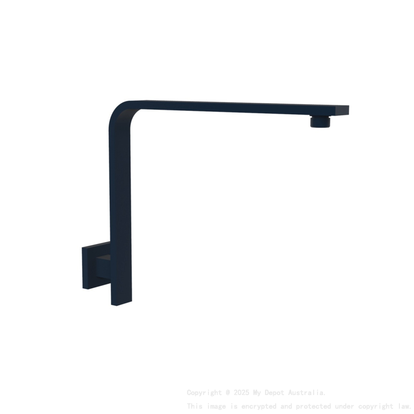 Rectangle Curved Shower Arm Matt Black