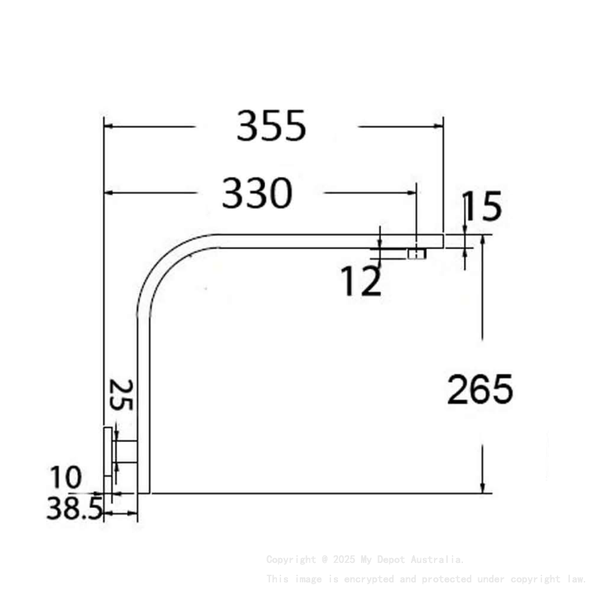 Rectangle Curved Shower Arm Chrome