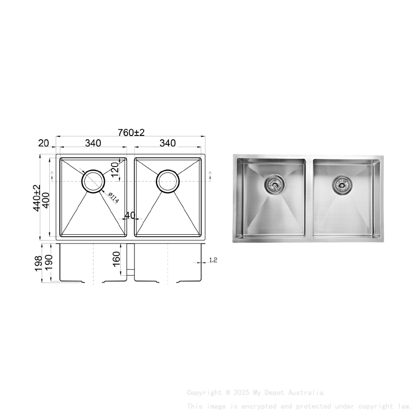Rosa Above / Undermount 760 x 440 x 200mm