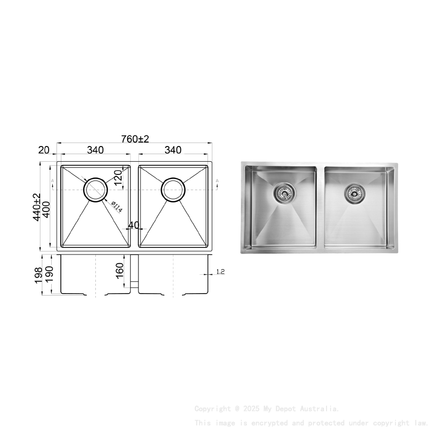 Eden Above / Undermount R10 760 x 440 x 200mm