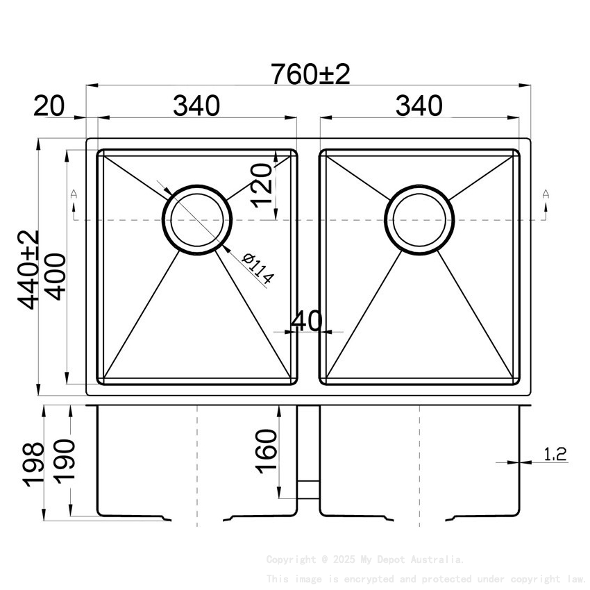 Stainless Steel Undermount Sink (R10 Corner) Gun Metal