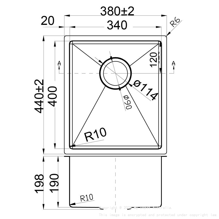 Stainless Steel Undermount Sink (R10 Corner) Matt Black