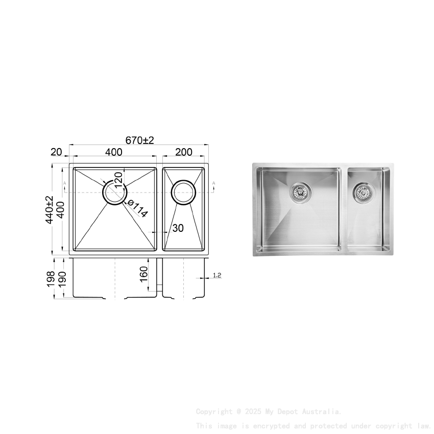 Eden Above / Undermount R10 670 x 440 x 200mm