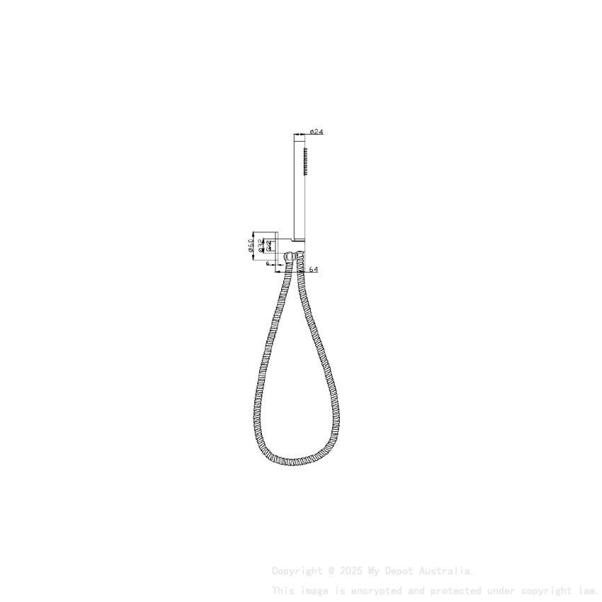 Tube Hand Shower On Wall Outlet Bracket Matt Black