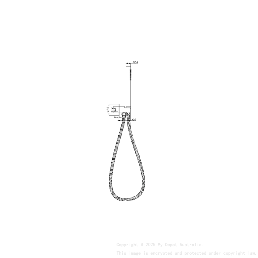 Tube Hand Shower On Wall Outlet Bracket Brushed Gold